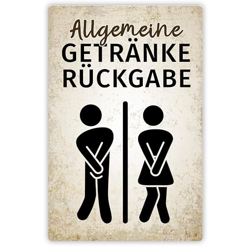 True Statements Lustiges Alu-Schild „Allgemeine Getränkerückgabe“ – witziges WC-Schild - hochauflösender Druck – inkl. Aufhängesystem - 30,5 x 20 cm, glänzende Oberfläche von True Statements