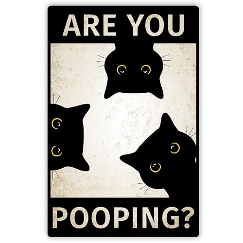 True Statements Lustiges Alu-Schild „Are you pooping?“ – witziges WC-Schild - hochauflösender Druck – inkl. Aufhängesystem - 30,5 x 20 cm, glänzende Oberfläche von True Statements