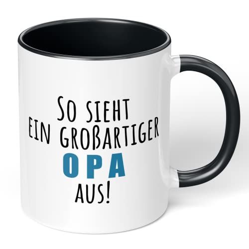 True Statements Opa Tasse mit Spruch So Sieht EIN grossartiger Opa aus - Kaffeetasse, Kaffeebecher, Opa/Großvater - innen schwarz von True Statements