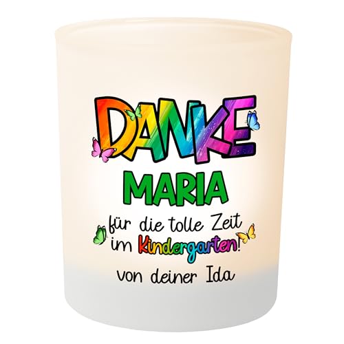 Personalisierter Teelichthalter „Danke Name für die tolle Zeit im Kindergarten“ – Teelichtglas, Dankeschön Geschenk für Erzieherin - Abschieds-Geschenk Kita Personalisierter Teelichthalter „Danke Name für die tolle Zeit im Kindergarten“ – Teelichtglas, Dankeschön Geschenk für Erzieherin - Abschieds-Geschenk Kita von True Statements