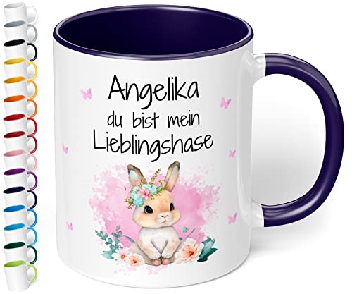 Romantische Tasse personalisiert mit Namen „Du bist mein Lieblingshase“ – 330ml Keramik Kaffeetasse – kleine Geschenke Ostern Geburtstag Weihnachten Liebesgeschenke (Kobaltblau) von True Statements