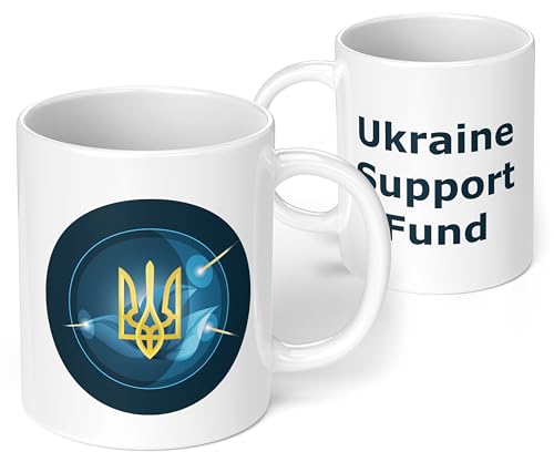 Solidarität Ukraine - Keramiktasse „Ukraine Support Fund 2“ - Frieden Україна Statement in Farben ukrainischer Flagge - ca. 330ml von True Statements