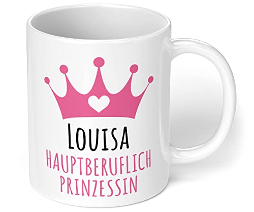Prinzessin Tasse DEIN NAME - hauptberuflich Prinzessin - Kaffeetasse, Kaffeebecher, das ideale personalisierte Geschenk für Freundin, Tochter (Weiß) von True Statements