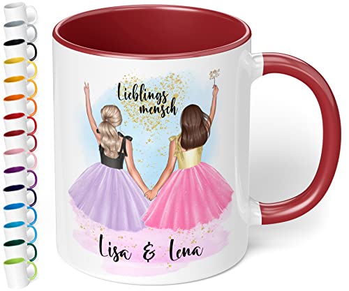 Tasse für beste Freundin „Schicke beste Freundinnen“ – Kaffeetasse personalisiert mit Namen, Aussehen & Spruch | BFF best friends | originelle Geschenke zum Geburtstag, Weihnachten (Bordeaux) von True Statements