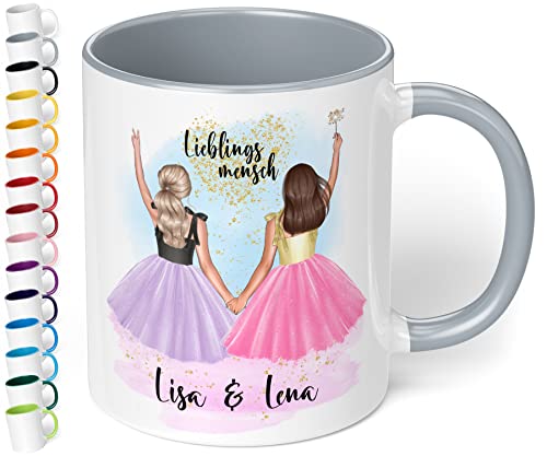 Tasse für beste Freundin „Schicke beste Freundinnen“ – Kaffeetasse personalisiert mit Namen, Aussehen & Spruch | BFF best friends | originelle Geschenke zum Geburtstag, Weihnachten (Grau) von True Statements