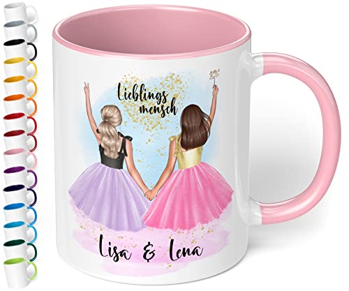 Tasse für beste Freundin „Schicke beste Freundinnen“ – Kaffeetasse personalisiert mit Namen, Aussehen & Spruch | BFF best friends | originelle Geschenke zum Geburtstag, Weihnachten (Rosa) von True Statements