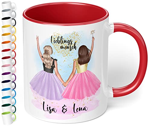 Tasse für beste Freundin „Schicke beste Freundinnen“ – Kaffeetasse personalisiert mit Namen, Aussehen & Spruch | BFF best friends | originelle Geschenke zum Geburtstag, Weihnachten (Rot) von True Statements