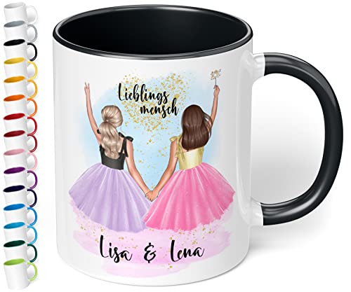 Tasse für beste Freundin „Schicke beste Freundinnen“ – Kaffeetasse personalisiert mit Namen, Aussehen & Spruch | BFF best friends | originelle Geschenke zum Geburtstag, Weihnachten (Schwarz) von True Statements