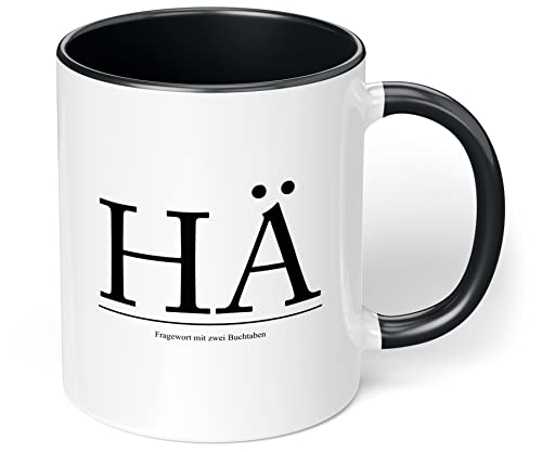 Tasse mit Spruch "HÄ - Fragewort mit zwei Buchstaben" - lustige Bürotasse - Geschenk für Kollegen- Farbe schwarz von True Statements