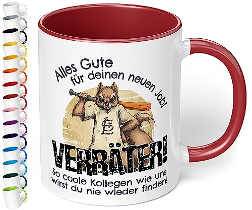 True Statements Abschiedsgeschenk für Kollegen - Kaffeetasse mit Spruch „Alles Gute für neuen Job Verräter“ - lustige Kaffeetasse als Geschenk zum Abschied Jobwechsel (Bordeaux) von True Statements