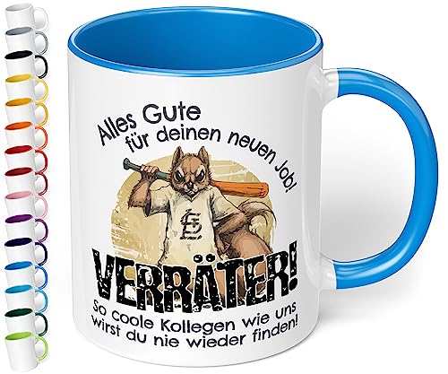 True Statements Abschiedsgeschenk für Kollegen - Kaffeetasse mit Spruch „Alles Gute für neuen Job Verräter“ - lustige Kaffeetasse als Geschenk zum Abschied Jobwechsel (Cambridge Blau) von True Statements