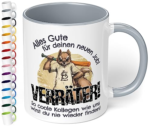 True Statements Abschiedsgeschenk für Kollegen - Kaffeetasse mit Spruch „Alles Gute für neuen Job Verräter“ - lustige Kaffeetasse als Geschenk zum Abschied Jobwechsel (Grau) von True Statements