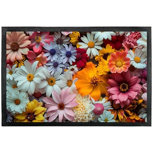 True Statements Deko-Fußmatte „Sommerblumen“ mit Blumen-Motiv - für Innen & Außen – rutschfest - Geschenk für Freunde und Familie zu jedem Anlass (60 x 90 cm) von True Statements