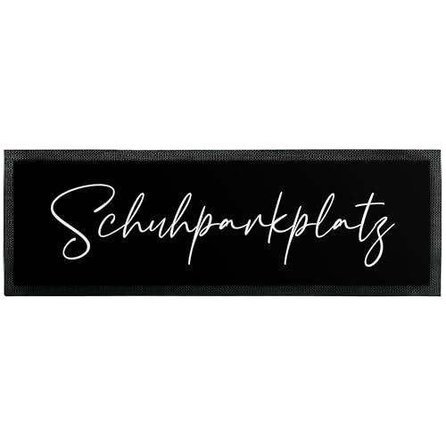 True Statements Deko-Fußmatte 120x40 cm mit Spruch „Schuhparkplatz“ - extra dünne Türmatte mit Rutschfester Rückseite & Velours-Oberfläche - Deko-Matte für Flur & Wohnung - Geschenk zum Einzug von True Statements