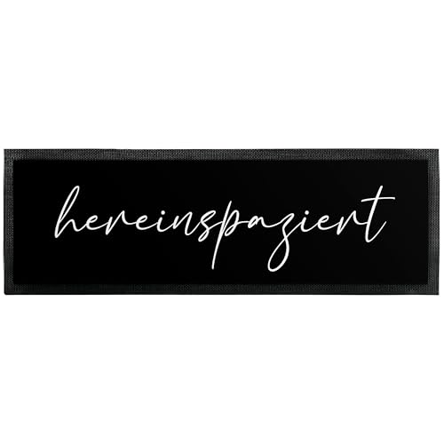 True Statements Deko-Fußmatte 120x40 cm mit Spruch „hereinspaziert“ - extra dünne Türmatte mit Rutschfester Rückseite & Velours-Oberfläche - Deko-Matte für Flur & Wohnung - Geschenk zum Einzug von True Statements