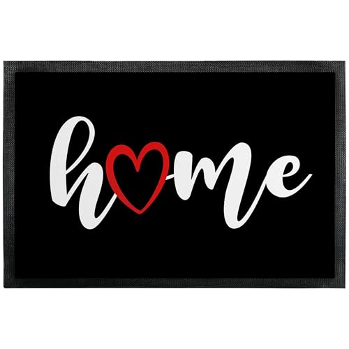 Fußmatte „Home“ - rotes Herz - lustige Deko-Türmatte als Geschenk zum Einzug für innen und außen – Eingangsteppich mit verschiedenen Designs - dünn, rutschfest, 60 x 40 cm von True Statements