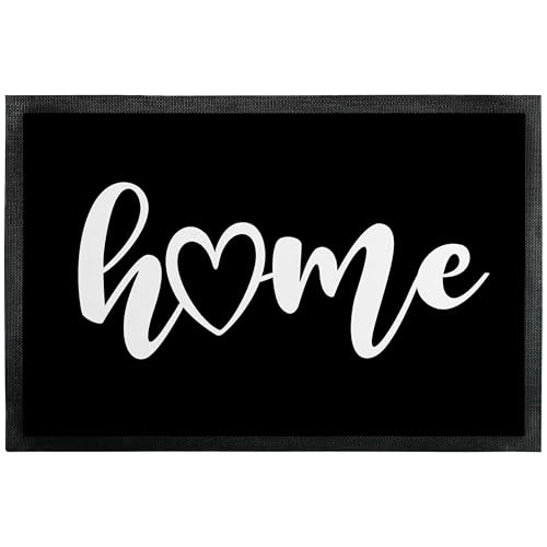 Fußmatte „Home“ - weißes Herz - lustige Deko-Türmatte als Geschenk zum Einzug für innen und außen – Eingangsteppich mit verschiedenen Designs - dünn, rutschfest, 50 x 75 cm von True Statements