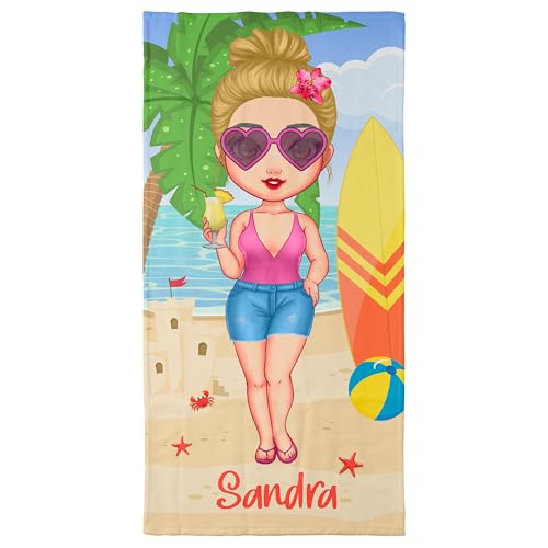 Handtuch personalisiert mit Name Beach Girl - Persönliches Geschenk für Beste Freundin Freundinnen - Best Friends, BFF - 100 x 50 cm von True Statements