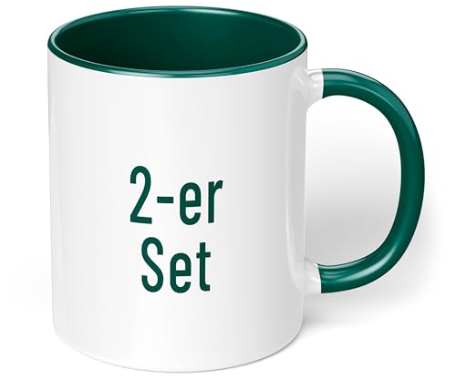 True Statements Kaffeetassen Set zum Bemalen oder bedrucken - Sublimationstassen aus hochwertiger Keramik - ideal für den Kindergeburtstag oder Sublimationsdruck - 2er Set Dunkelgrün von True Statements