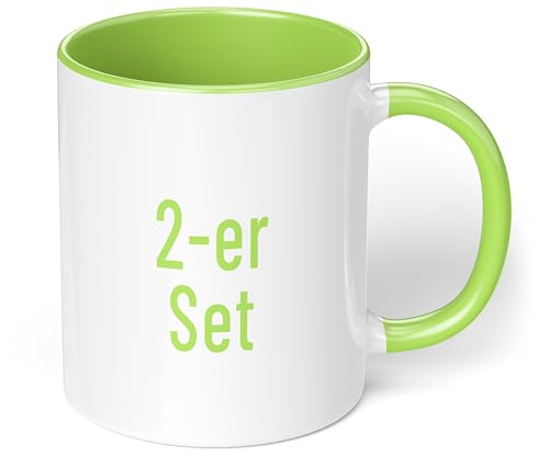 True Statements Kaffeetassen Set zum Bemalen oder bedrucken - Sublimationstassen aus hochwertiger Keramik - ideal für den Kindergeburtstag oder Sublimationsdruck - 2er Set Hellgrün von True Statements