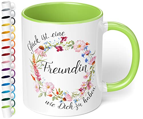 Schöne Tasse Glück ist eine Freundin wie dich zu haben - lustige Kaffee-Tasse mit Spruch - Geschenk für Freundin, Kollegin - Chef - Büro - Arbeit - Homeoffice - innen Hellgrün von True Statements