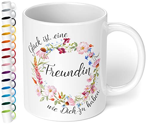 True Statements Lustige Tasse Glück ist eine Freundin wie dich zu haben - Kaffee-Tasse mit Spruch - Geschenk für Mitarbeiter - Chef - Büro - Arbeit, inner white von True Statements