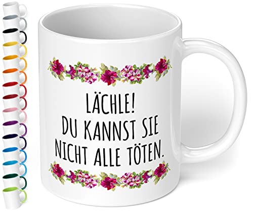 True Statements Lustige Tasse Lächle du kannst sie nicht alle töten - originelles Geschenk für Kollegen im Kundenbeschwerdemanagement, inner white von True Statements