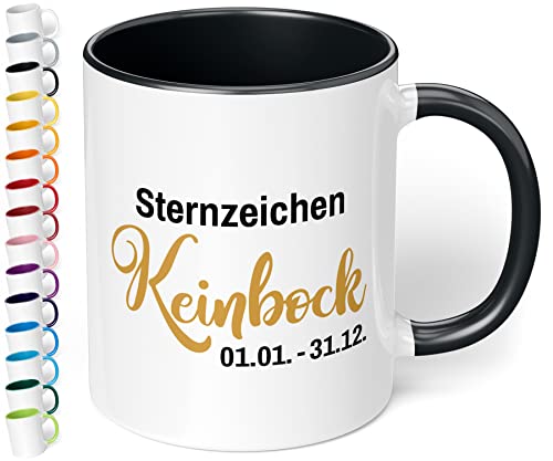 True Statements Lustige Tasse Sternzeichen Keinbock - Kaffeetasse mit Spruch als Geschenk - beidseitig bedruckt - spülmaschinenfest, innen schwarz von True Statements