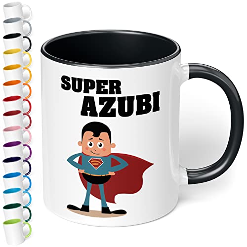 Lustige Tasse Super Azubi - lustige Azubi Kaffee-Tasse mit Spruch - spülmaschinenfest - Willkommens- oder Abschiedsgeschenk - Geschenk zu Beginn, Abschluss, bestandene Prüfung, Büro, Arbeit (Schwarz) von True Statements