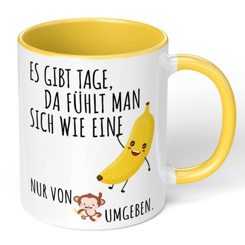 True Statements Lustige Tasse es gibt Tage da fühlt man sich wie eine Banane nur von Affen umgeben - originelles Geschenk, innen hellgelb von True Statements