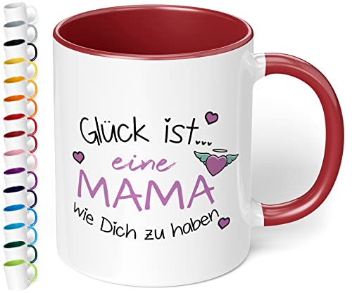 True Statements Mama Tasse Glück Ist Eine Mama Wie Dich Zu Haben - HERZ - Schönes Geschenk für Mama zum Muttertag, Weihnachten oder Geburtstag (Bordeaux) von True Statements