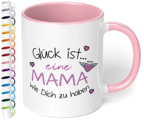 True Statements Mama Tasse Glück Ist Eine Mama Wie Dich Zu Haben - HERZ - Schönes Geschenk für Mama zum Muttertag, Weihnachten oder Geburtstag (Rosa) von True Statements