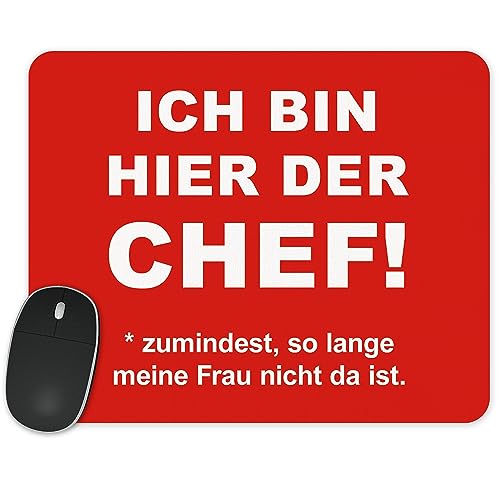 True Statements Mauspad Ich bin hier der Chef zumindest solange meine Frau nicht da ist - lustiges Mauspad mit Spruch 230x190mm weich, hintergrund rot True Statements Mauspad Ich bin hier der Chef zumindest solange meine Frau nicht da ist - lustiges Mauspad mit Spruch 230x190mm weich, hintergrund rot von True Statements