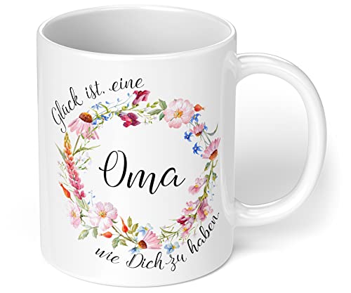 True Statements Oma Tasse Glück ist eine Oma wie dich zu haben - Kaffee-Tasse mit Spruch - Geschenk für Oma, Großmutter, innen Weiß von True Statements