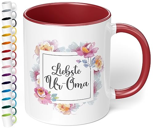 True Statements Oma Tasse Liebste Ur Oma - Geschenk für Oma, inner bordeaux von True Statements