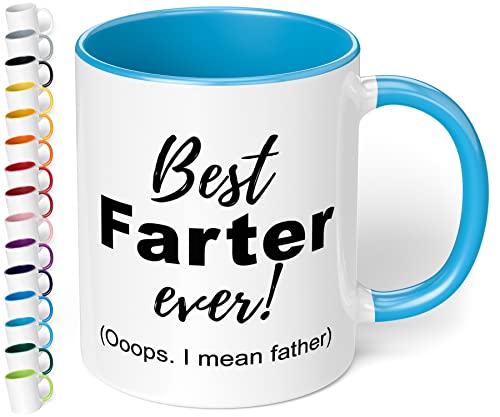 True Statements Lustige Papa Tasse Best Farter Ever - Kaffeetasse, Kaffeebecher, Vater zum Geburtstag, Vatertag (Hellblau) von True Statements