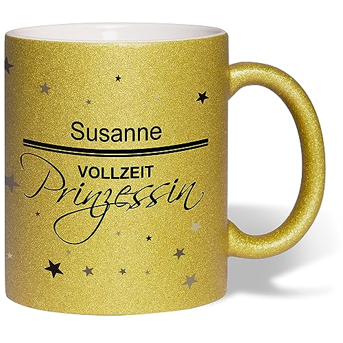 True Statements Tasse Dein Name - Vollzeitprinzessin - personalisierte Kaffeetasse/Teetasse mit Namen als Geschenk für Freundin oder Frau - Farbe gold von True Statements
