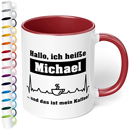 True Statements Tasse Hallo ich heisse Wunschname und das ist mein Kaffee personalisiert - personalisierte Kaffeetasse mit Wunsch-Name - bordeaux von True Statements