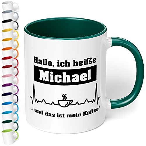 True Statements Tasse Hallo ich heisse Wunschname und das ist mein Kaffee personalisiert - personalisierte Kaffeetasse mit Wunsch-Name - dunkelgrün von True Statements