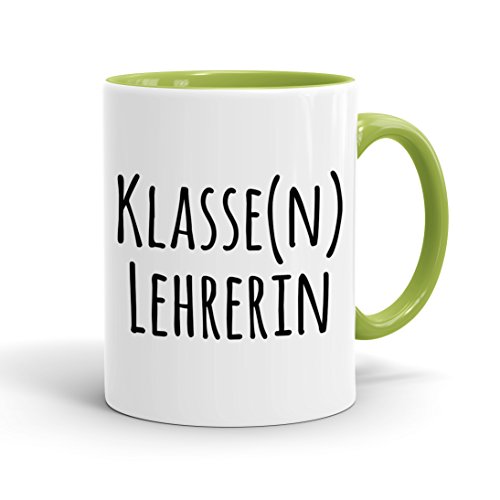 Lustige Tasse für die Lehrerin "Klasse Lehrerin" - lustige Kaffee-Tasse, Kaffeebecher, das ideale Geschenk für Lehrerin, Mitarbeiterin, fürs Büro, Arbeit, Homeoffice - innen Hellgrün von True Statements