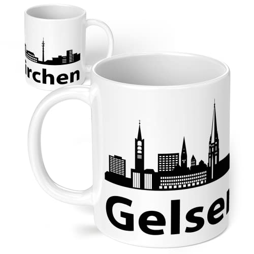 True Statements Tasse Ruhrpott Skyline Ruhrgebiet NRW - Kaffeetasse mit schönem Spruch - beidseitig bedruckt - spülmaschinenfest, stadt gelsenkirchen von True Statements