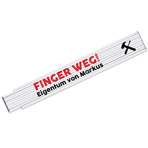 Zollstock Finger Weg! Eigentum Von Wunsch-Name - schönes personalisiertes Geschenk für Papa, Opa & Kollegen zum Vatertag, Geburtstag, kleines Geschenk für Hobby-Handwerker von True Statements