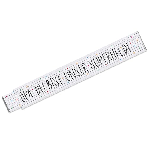 Zollstock mit Spruch „Opa, du bist unser Superheld!“ – Meterstab 2m mit 90° Rastung - Geschenk-Idee Vatertag Geburtstag Heimwerker Handwerker Hobbywerker Zollstock mit Spruch „Opa, du bist unser Superheld!“ – Meterstab 2m mit 90° Rastung - Geschenk-Idee Vatertag Geburtstag Heimwerker Handwerker Hobbywerker von True Statements