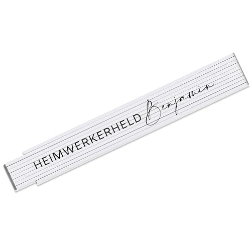 Zollstock mit Spruch personalisiert „Heimwerkerheld bzw. -heldin“ – Meterstab 2m mit 90° Rastung - Geschenk Vatertag Muttertag Geburtstag Geschenk-Idee Handwerker Hobby (Held) von True Statements