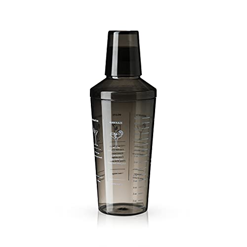 True Cocktail-Shaker aus Kunststoff, mit Rezepten zum Mixen, 473 ml, Grau von TRUE