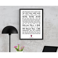 Aston Villa Poster Wandkunst, Kultige Gesänge Und Lieder, Fan Geschenk Idee, Home Decor von TrueSportingDesigns