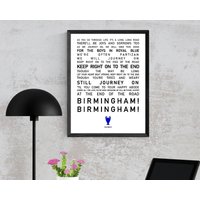 Birmingham City Poster Wandkunst, Keep Right On Chant Song, Fan Geschenk Idee, Blues Home Decor von TrueSportingDesigns