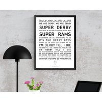 Derby County Poster Wandkunst, Kultige Gesänge Und Lieder, Fan Geschenk Idee, Die Rams Home Decor von TrueSportingDesigns