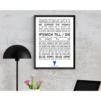 Ipswich Town Poster Wandkunst, Kultige Gesänge Und Lieder, Fan Geschenk Idee, Home Decor von TrueSportingDesigns
