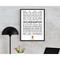 Wolverhampton Wanderers Poster Wandkunst, Kultige Gesänge Und Lieder, Wölfe Fan Geschenk Idee, Home Decor von TrueSportingDesigns